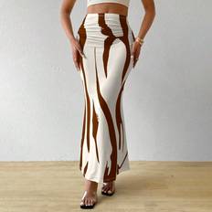 Shein Ladies Fashionable ColorBlocking Printed Mermaid Skirt