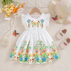 Hearts Dresses Shein Baby Girl Elegant Floral Printed Ruffle Sleeve Dress With Empire Waist SpringSummer Fashion