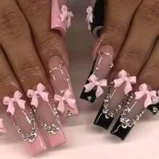 Shein Press Nail Long Coffin Acrylic Nails