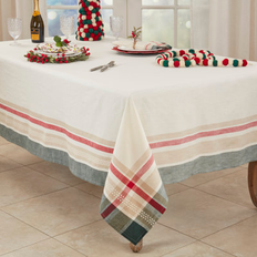 Saro Merry Pines Dobby Rectangle 64 x 90 in Multi Color Tablecloth Multicolour