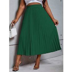 4XL Skirts Shein Plus Women Simple Solid Color Pleated Skirt