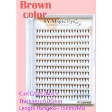 Makeup Shein Brown Color Eyelash Extension,12D Thickness 0.05mm,240 Pcs Per Box,Cluster Eyelashes,Premade Fans,Natural & Soft,Hand-Grafted False Eyelashes
