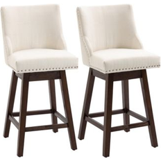 Stools Homcom 28" Swivel Bar Set 2 Cream Seating Stool