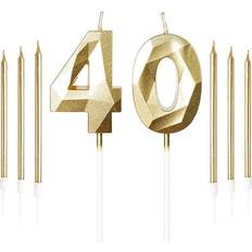 Gold Cake Candles Yiran Gold 40th Birthday Candles Set, Number 40 Candle with Gold Long Candles, Birthday Candles for Cake, Birthday Candle, Cake Candles Cake Topper