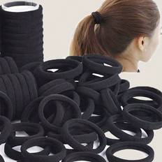 Hair Ties Shein 200pcs/100pcs/50pcs/30pcs/20pcs Headband For Girls, Black Solid Color Elastic Hairband For Daily Use, Simple And Durable, Thick Ponytail Headband, Simple And Elegant Style, High Elasticity And Seamless Hair Accessories Suitable For Daily Life, Bathtub Hair, Broken Hair, Christmas Gifts, New Year's Gifts, Elastic Ponytail