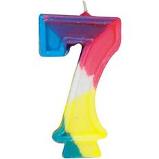 Festprodukter Unique Rainbow Number 7 Birthday Candle, 1 Ct