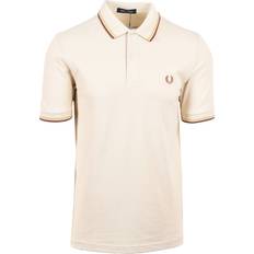 Gelb - Herren Poloshirts Fred Perry Polohemd in Beige mit zwei Zierstreifen-Neutral