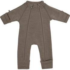 24-36M Jumpsuits Børnetøj Smallstuff Uld Heldragt med Lynlås Nature 68-74