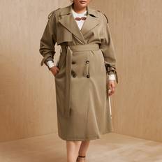 Shein Coats Shein Plus Combo Printed Belted Trench Coat