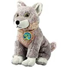 Deluxebase Wolf from Deluxebase. Medium 20cm Soft Plush Animals made from Recycled Plastic Bottles. Eco-Friendly Cuddly Gift for Kids and Cute Stuffed Animal