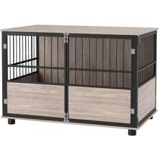 Pawhut Dog Cage End Table Indoor W/ Doors 100cm 60x68cm