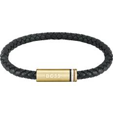 BOSS Ares Single Læder Armbånd - Sort/Guld