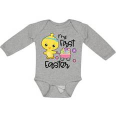 Bodysuits Inktastic Sold by: My 1st Easter with Baby Chick and Eggs in Wagon Boys or Girls Long Sleeve Baby Bodysuit