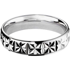 T.H.Baker Court Embossed Wedding Ring - White Gold