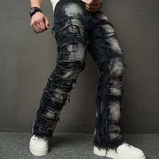Shein Men Fashionable Vintage Distressed Ripped Jeans