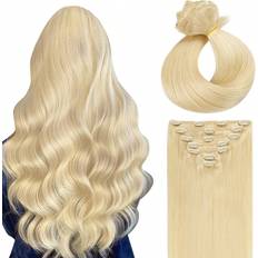 Blonde Clip-On Extensions Shein PCS WithClips Blonde Straight Clip In Hair Extensions Real