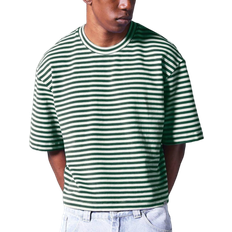 Men - Viscose T-shirts Shein SUMWON Short Striped Short Sleeve Crop Sweater, College-Ready