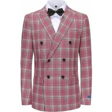 Shein Suits Shein Mens SlimFit PC Check Double Breasted Plaid Suit