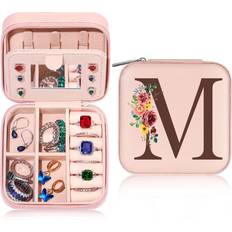 Jewelry Storage Shein Travel Jewelry Boxes For Women Dainty Initial Pink Travel Jewelry Case Travel Accessories Mom Daughter Friend Birthday Graduation Gifts For Women Teen