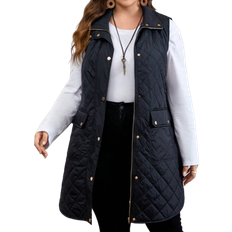 Coats Shein EMERY ROSE Plus Flap Pocket Quilted Vest Coat