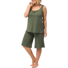 Dame - Grønne Pysjamaser Ulla Popken Short Pajamas Lace - Grey/Green