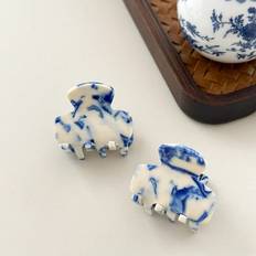 Hair Clips on sale Shein pcs Blue And White Acetate Small Hair Clips For WomenNon Super