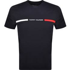 Tommy Hilfiger Rød T-shirts Tommy Hilfiger Crew Neck Logo Panel T-Shirt DESERT SKY