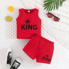 Cheap Other Sets Shein Baby Boy Summer Casual Sport Beach Style Crown Letter Print Vest Top And Shorts Outfits pcsSet