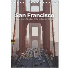 Golden Kalender Calvendo San Francisco Cable Cars, Golden Gate Bridge Street Tischkalender 2025 A5