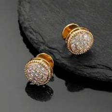 Vita Manschettknappar Shein 1pair Fashionable Geometric Copper Cufflinks Embedded With Cubic Zirconia For Men