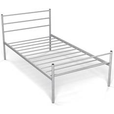 Beds & Mattresses Costway Single Metal Bed Frame with Slats-Silver