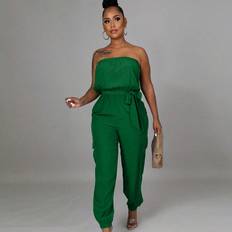 Shein Women Fashion Solid Color Strapless Jumpsuit