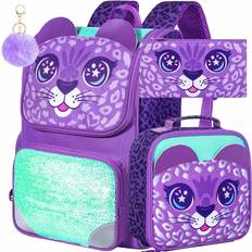 Leopard School Bags Shein PCS Kids Backpack For Girls Bookbag With Lunch Box Leopard School Bag Set For Elementary Preschool Toddler