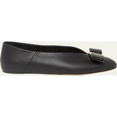 44 ½ Ballerines Ferragamo Vanna Leather Hardware Bow Flats - Women's