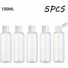 Travel Size Travel Bottles Shein 5Pcs 3.4oz Clear Round Shoulder Bottle With Flip Butterfly Lid Travel Bottle Empty Cosmetic Sample Dispenser Container 100ml 5-pack