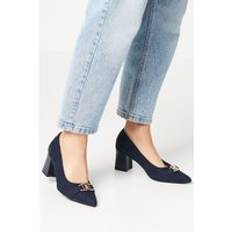 Blue - Women Heels & Pumps Wallis Womens Wide Fit Darcy Pointed Trim Detail Block Heel Court Navy