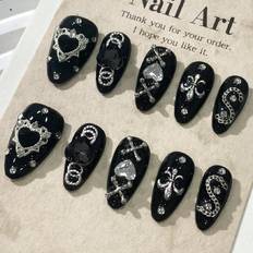Shein 10pcs Almond-Shaped Black Sweet & Spicy Style Daily Life, Parties, Gatherings, Dance