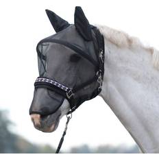 Équitation Kavalkade Masque anti-mouches pour cheval avec support Noir