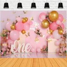 1st Birthday Portrait Photography Backdrop Balloons Flowers Indoor Room Photo Background Photostudio