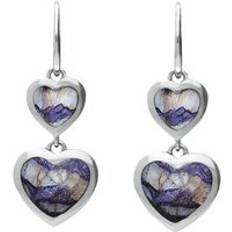 Silver Earrings C. W. Sellors Sterling Silver Blue John Graduated Heart Drop Earrings