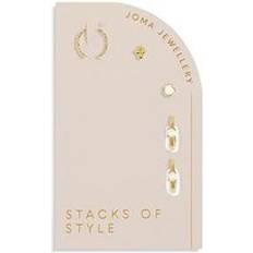Joma Jewellery STACKS OF STYLE WHITE PEARL Gold Plated Set of Earrings, One Colour, Women