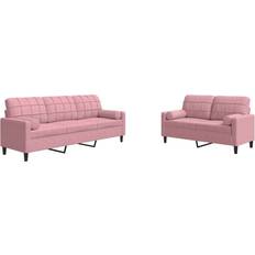 Rosa Soffor vidaXL Soffgrupp Med Dynor Och Bolster 2 Delar Rosa Sammet Soffa