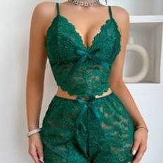 Dam - Gröna Pyjamasar Shein Women's Lace Pajama Set