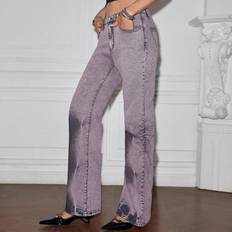 Shein Street Casual Pleated Purple Long Jeans