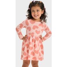 Florals Children's Clothing Cat & Jack Toddler Girls' Long Sleeve Hearts Printed Dress Pink 18M