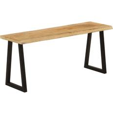 Acciaio Panche vidaXL Con Bordi Vivi 105 cm Legno Massello Di Mango Marrone Panca