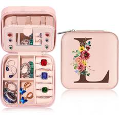 Jewelry Storage Shein Travel Jewelry Boxes For Women Dainty Initial Pink Travel Jewelry Case Travel Accessories Mom Daughter Friend Birthday Graduation Gifts For Women Teen