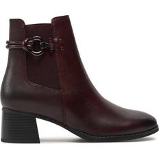 Marco Tozzi Laarzen Marco Tozzi Damen Chelsea Boots aus Leder mit Absatz, Rot Bordeaux