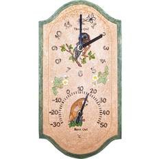 St Helens Owl design outdoor garden clock thermometer