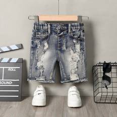 Shein Young Boy Summer Distressed Street Style Denim Shorts